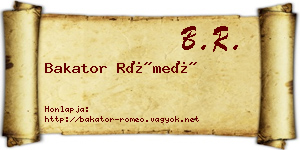 Bakator Rómeó névjegykártya